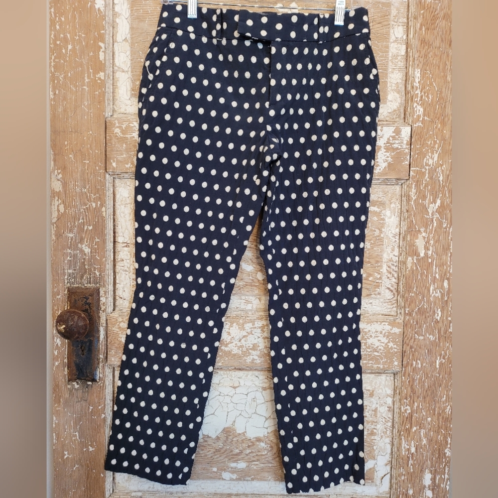 Banana Republic Ankle Navy with White Dot Pants. SIZE 2
